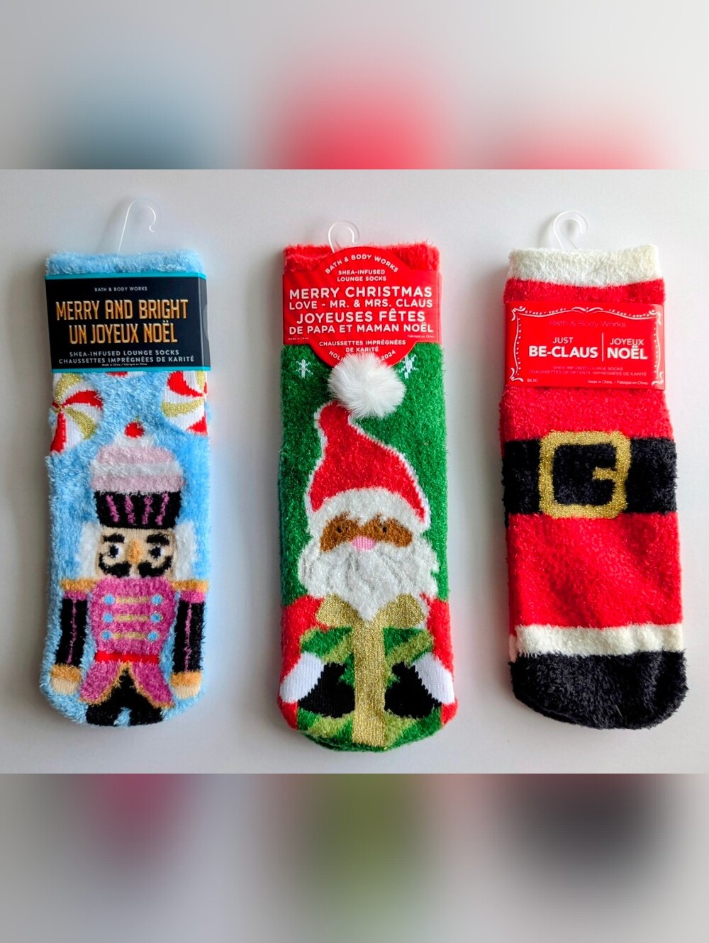 Bath & Body Works | Festive Holiday | Shea Infused Lounge Socks | 3 Pair Bundle